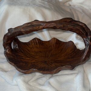 Vintage Rustic Hand-Carved Burl Wood Basket | Unique Folk Art Centerpiece Bowl